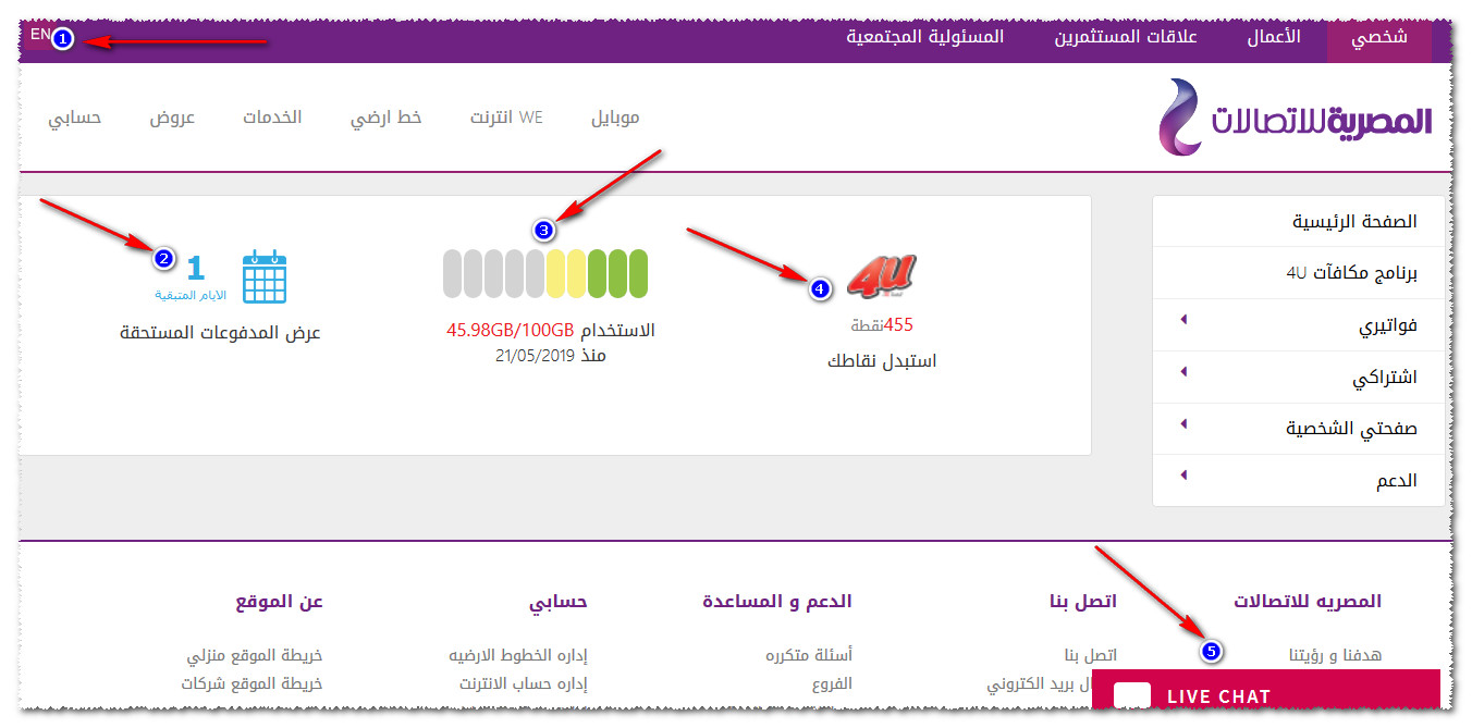 حسابى فى تى داتا