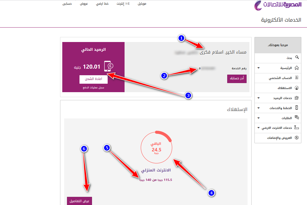 معرفة استهلاك الانترنت المنزلي we